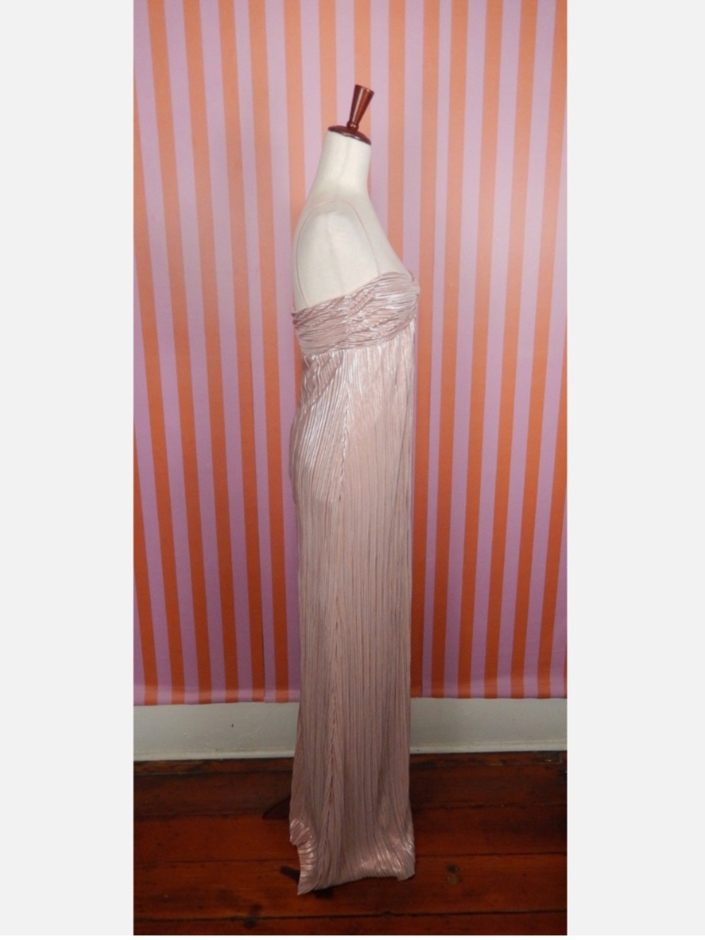 Lovers And Friends Light Metallic Pink Plisse Mya Formal Hoco Gown Dress New S - Picture 8 of 9